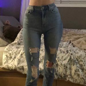 Forever 21 High Waisted Ripped Mom Jeans